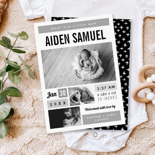 Little Man Photo Collage Birth Announcement