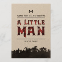 Little Man Plaid Woodland Couples Shower Invite