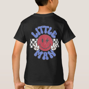 Little Man, Retro Smile Face Racing Chequered T-Shirt
