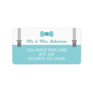 Little Man Return Address Label, Aqua and Grey Label