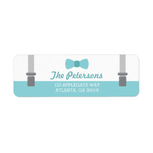 Little Man Return Address Label, Aqua and Grey Return Address Label