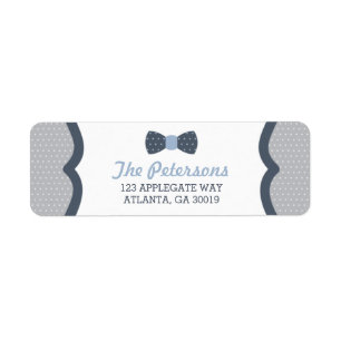 Little Man Return Address Label, Blue and Grey Label
