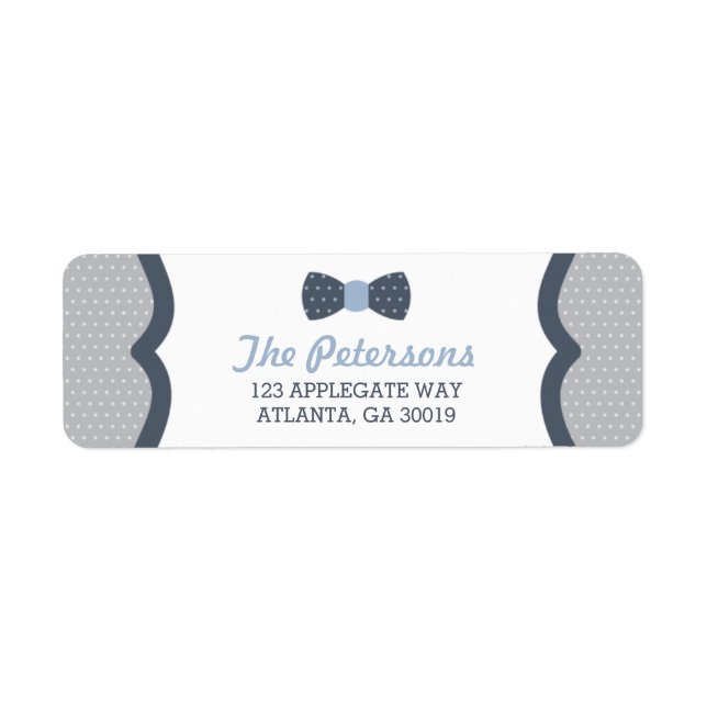 Little Man Return Address Label, Blue and Grey Label (Front)