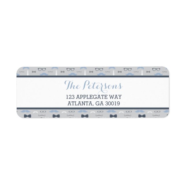 Little Man Return Address Label, Blue and Grey Label (Front)