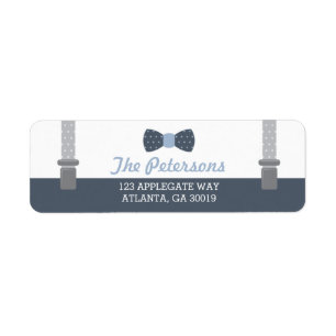 Little Man Return Address Label, Blue and Grey Return Address Label