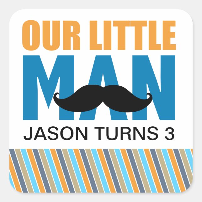 Little Man Square Sticker Labels (Front)