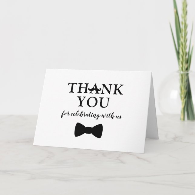 Little Man thank you, Bow tie You Card (Front)