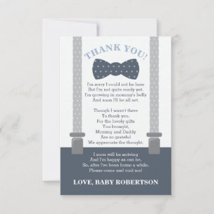 Little Man Thank You Card, Blue, Grey