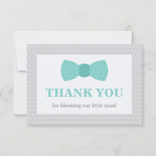Little Man Thank You Card, Teal, Grey Card