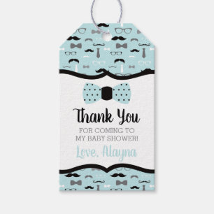 Little Man Thank You Tag, Blue, Black, Bow Tie Gift Tags