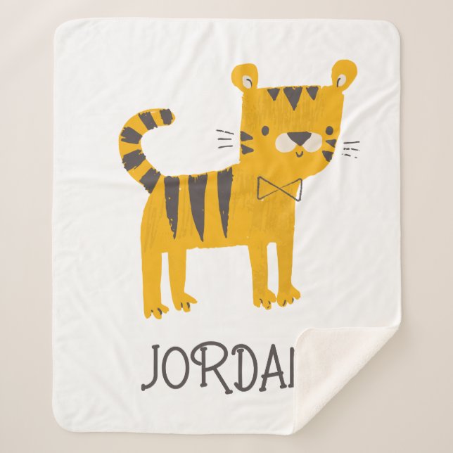 Little Man | Tiger Bow Tie Sherpa Blanket (Front)
