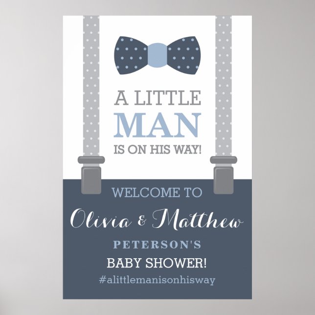 Little Man Welcome Sign Poster, Baby Shower (Front)