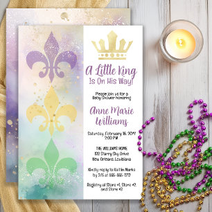 Little Mardi Gras King Baby Shower Invitation