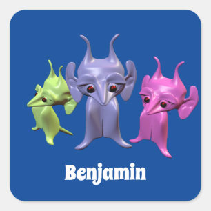 Little Martians, personalised for children. Square Sticker