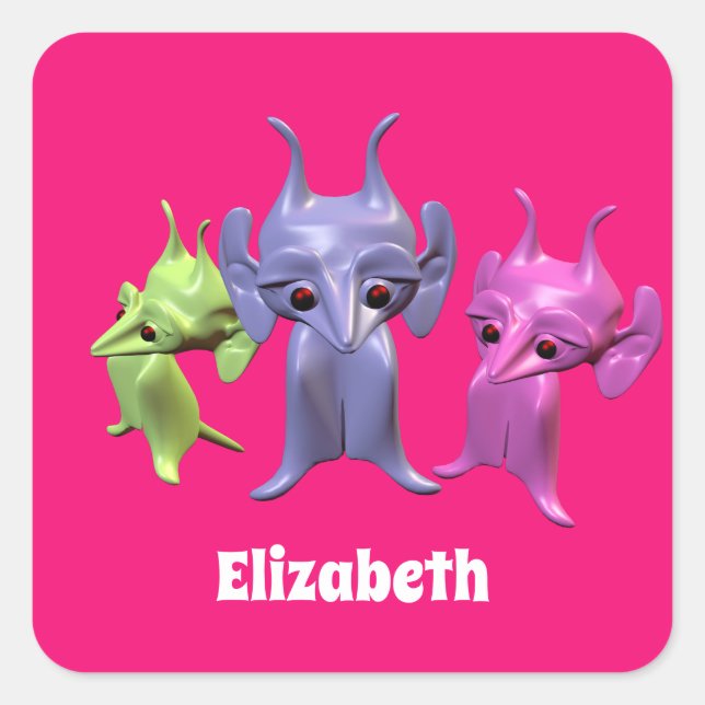 Little Martians, personalised for children. Square Sticker (Front)