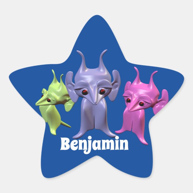 Little Martians, personalised for children. Star Sticker (Front)