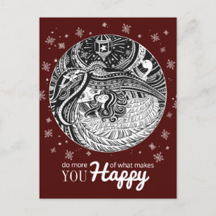Little Match Girl   Wine Red Postcard