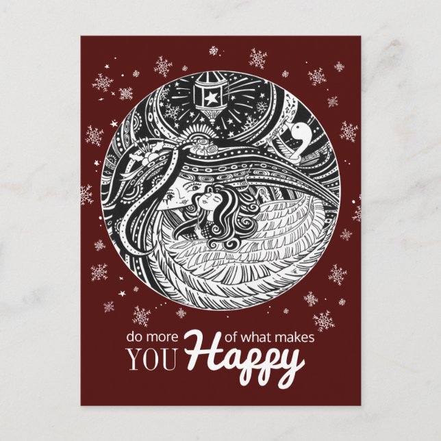 Little Match Girl | Wine Red Postcard (Front)