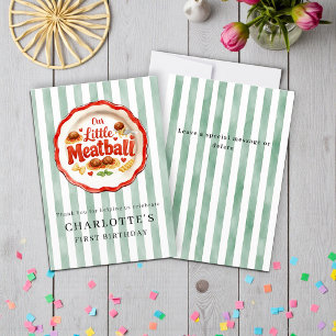 Little Meatball First Birthday Thank You Card