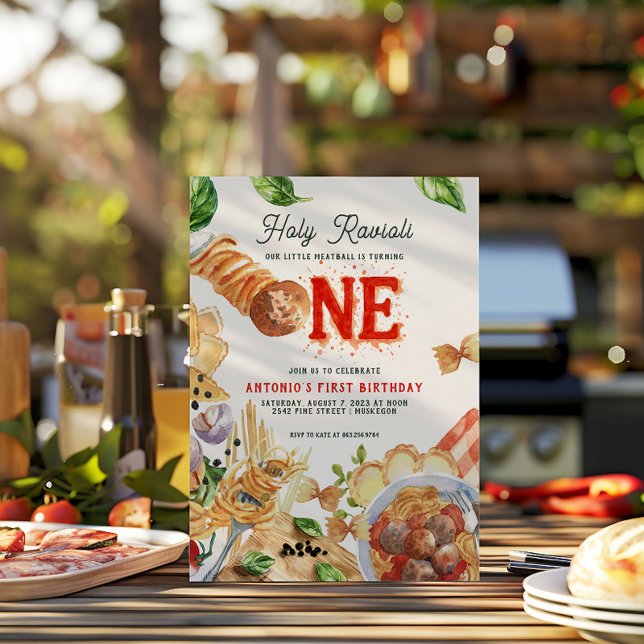 Little Meatball | Holy Ravioli First Birthday Invitation (Creator Uploaded)