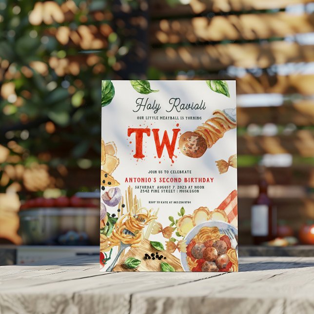 Little Meatball | Holy Ravioli Second Birthday Invitation (Creator Uploaded)