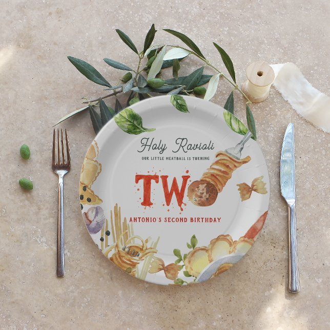 Little Meatball | Holy Ravioli Second Birthday Paper Plate (Creator Uploaded)