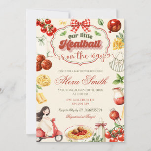 Little Meatball Is On The Way Baby Shower Invitation
