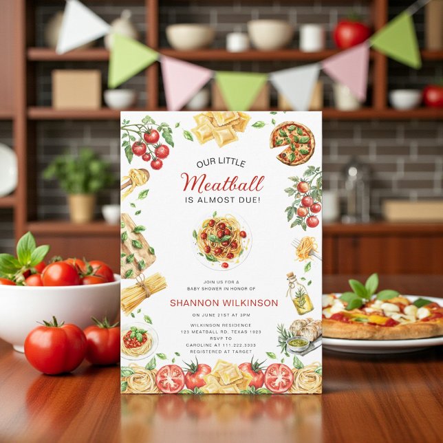 Little Meatball Italian Pasta Baby Shower Invitation (Creator Uploaded)
