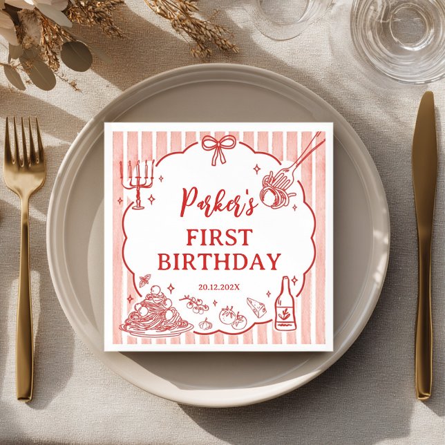 Little Meatball Italian Pasta Birthday Party Napkin (Creator Uploaded)