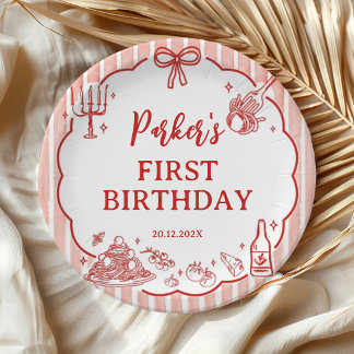 Little Meatball Italian Pasta Birthday Party Paper Plate