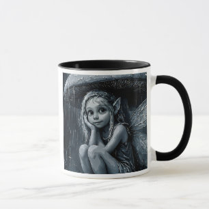 Little melancholic fairy in the rain. mug