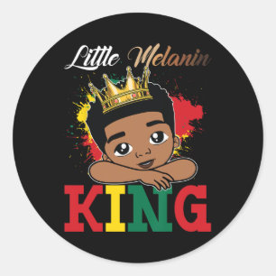 Little Melanin King Black History Month Black Afro Classic Round Sticker