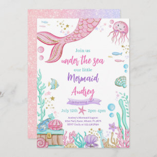 Little Mermaid 1st Birthday Invitation