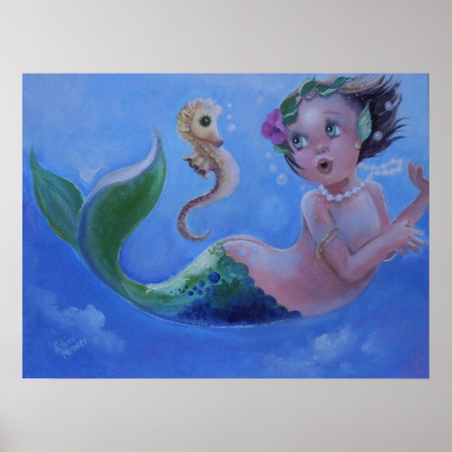 Little Mermaid and Seahorse Poster (Front)