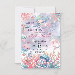 LIttle Mermaid baby shower invitation 