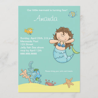 Little mermaid birthday invitation