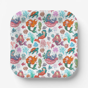 Little Mermaid Birthday Paper Napkin Plate
