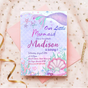 Little Mermaid Birthday Party Under The Sea Party Invitation