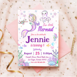 Little Mermaid Birthday Party Under The Sea Party Invitation