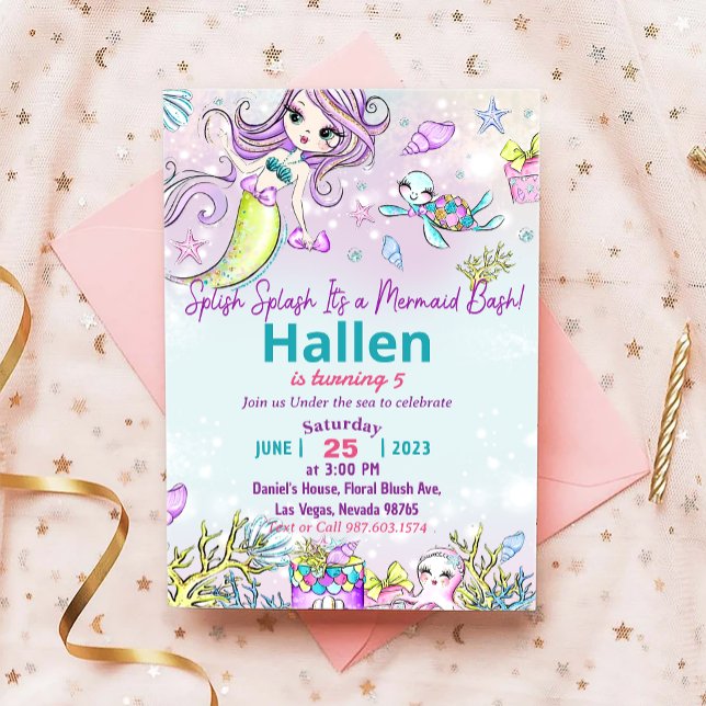 Little Mermaid Birthday Party Under The Sea Party Invitation (Creator Uploaded)