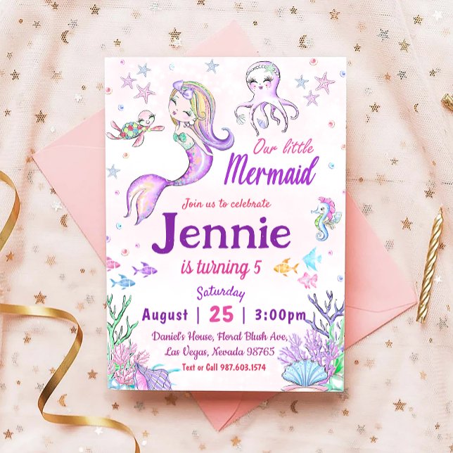 Little Mermaid Birthday Party Under The Sea Party Invitation (Creator Uploaded)