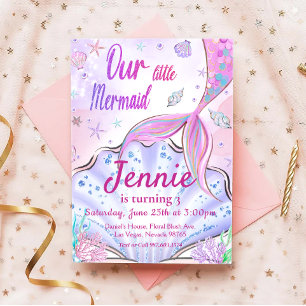 Little Mermaid Birthday Under The Sea Party  Invitation