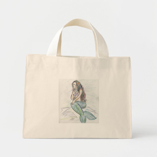Little Mermaid Custom Art Personalised Tote Bag (Front)