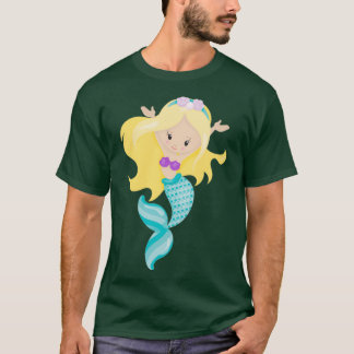 Little Mermaid Cute Mermaid Blonde Hair Shells T-Shirt