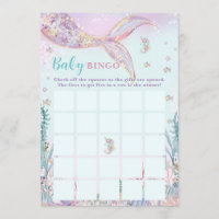 Little Mermaid Girl Baby Shower Bingo Game