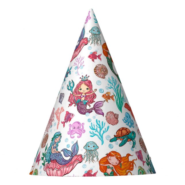 little mermaid, girl, child Custom Party Hat (Front)