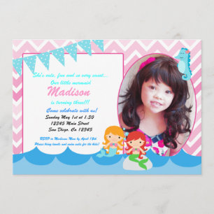 Little Mermaid girls birthday party invitation