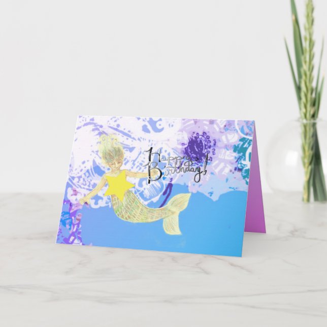 Little Mermaid "Happy Birthday" Card (Front)