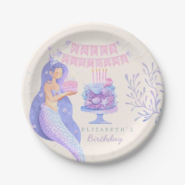 Little Mermaid Magical Under the sea  Birthday  Paper Plate (Front)