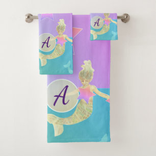 Little Mermaid Monogram Bath Towel Set